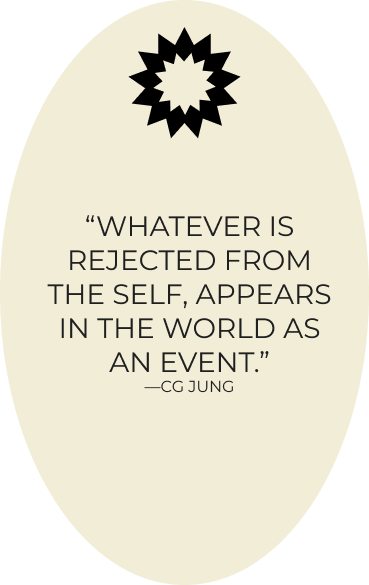 Jung quote: Whatever is rejected from the self, appears in the world as an event.