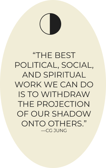 Jung quote: The best political, social, and spiritual work we can do is to withdraw the projection of our shadow onto others.